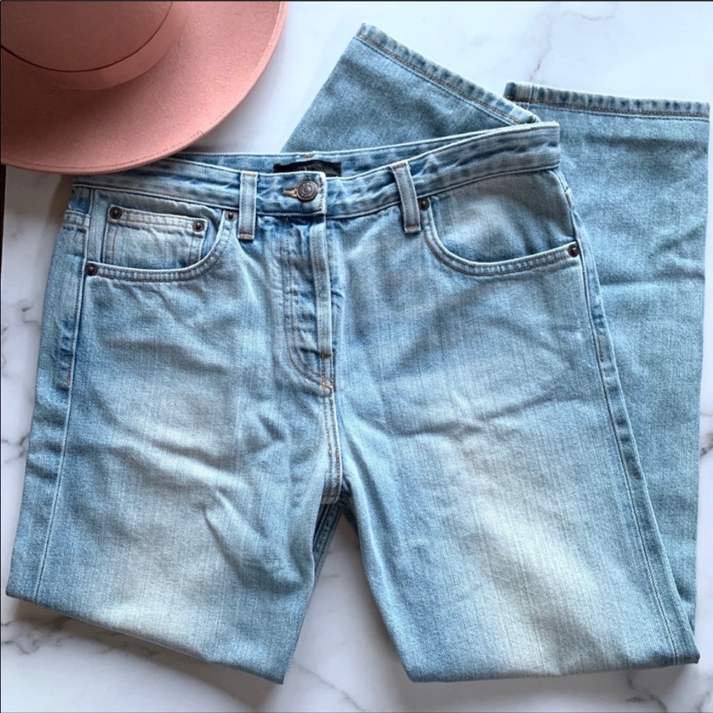 The Row light med wash straight leg jeans. Size 2